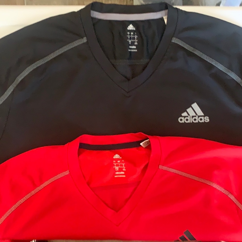 2 Adidas Climalite V-Neck Shirt
